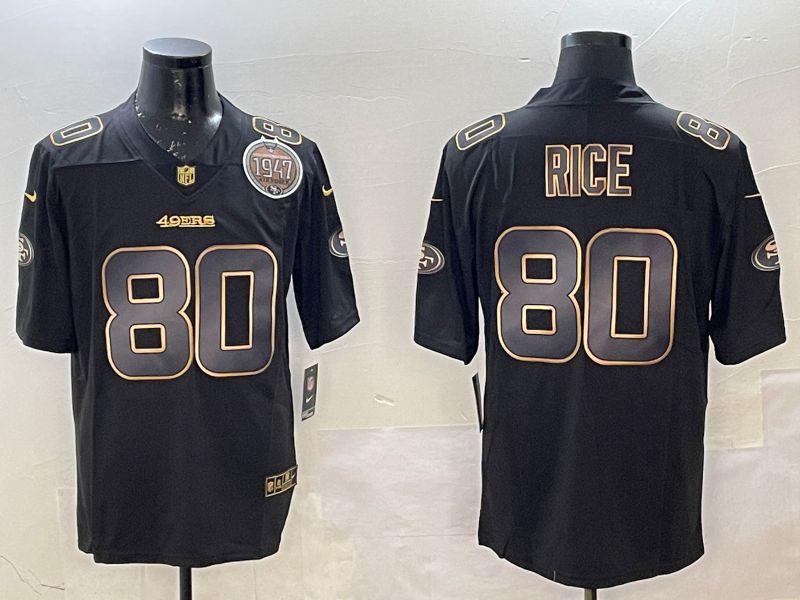 Men San Francisco 49ers #80 Rice Black Gold 2025 Nike Limited NFL Jersey style 2